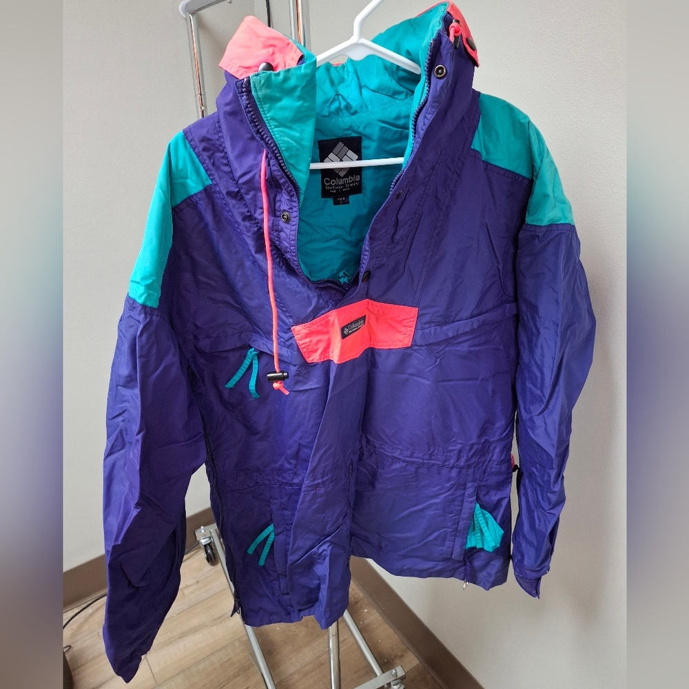 Vintage Columbia Men's Ski Snowboard Jacket in Purple, Teal & neon coral 🪸